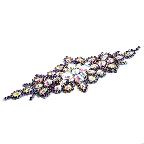Fashion Embellishment - 9x24cm Crystal Motif Applique Zuma Oval - Crystal AB/Roy