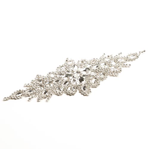 Fashion Embellishment - 9x24cm Crystal Motif Applique Zuma Oval - Crystal - Silv