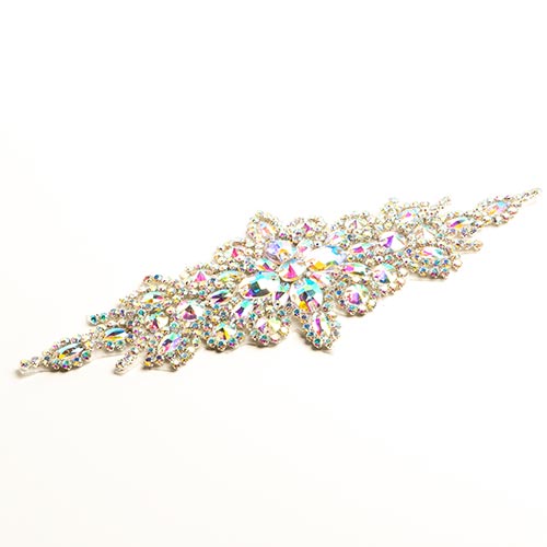 Fashion Embellishment - 9x24cm Crystal Motif Applique Zuma Oval - Crystal AB - S