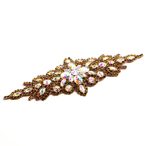 Fashion Embellishment - 9x24cm Crystal Motif Applique Zuma Oval - Crystal AB/Lig