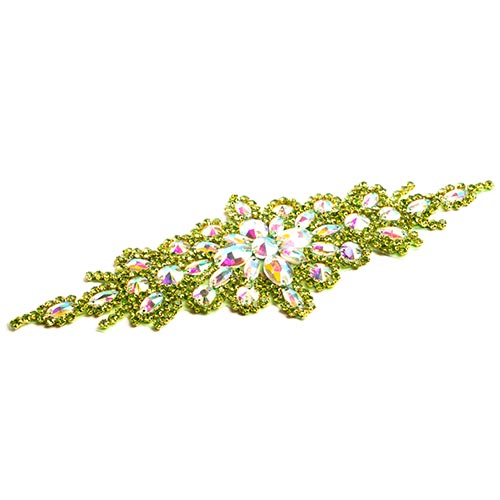 Fashion Embellishment - 9x24cm Crystal Motif Applique Zuma Oval - Crystal AB/Per