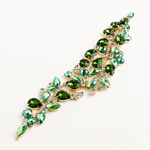 Fashion Embellishment - 22cm Crystal Motifs Fancy - Green AB - Gold