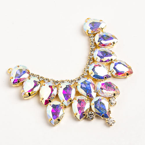 Fashion Embellishment - 9cm Crystal Motifs Drop - Crystal AB - Gold