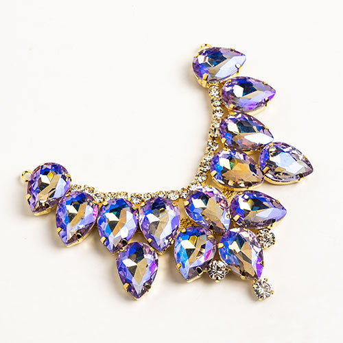 Fashion Embellishment - 9cm Crystal Motifs Drop - Amethyst AB - Gold