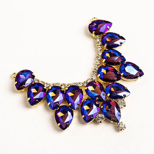 Fashion Embellishment - 9cm Crystal Motifs Drop - Topaz AB - Gold