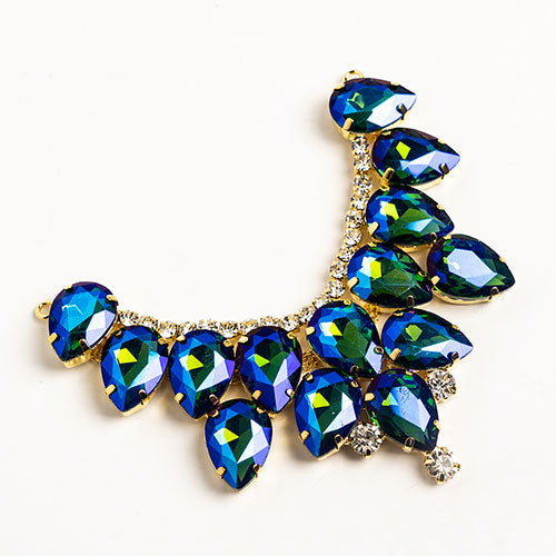 Fashion Embellishment - 9cm Crystal Motifs Drop - Green AB - Gold