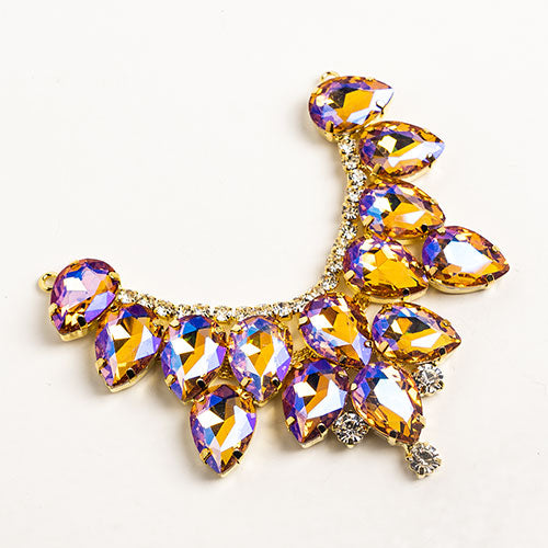 Fashion Embellishment - 9cm Crystal Motifs Drop - Yellow AB - Gold
