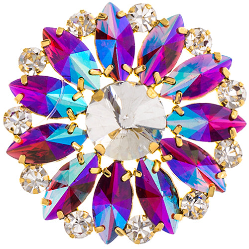 Fashion Embellishment - 4.5cm Crystal Motifs Round - Red AB - Gold