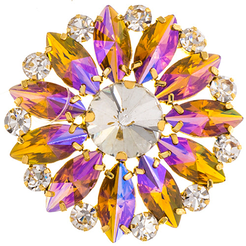 Fashion Embellishment - 4.5cm Crystal Motifs Round - Yellow AB - Gold