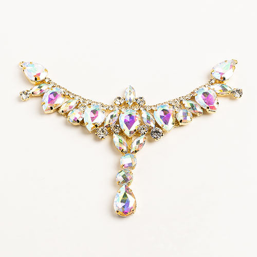 Fashion Embellishment - 17x8.5cm Crystal Motifs T-Shape - Crystal AB - Gold