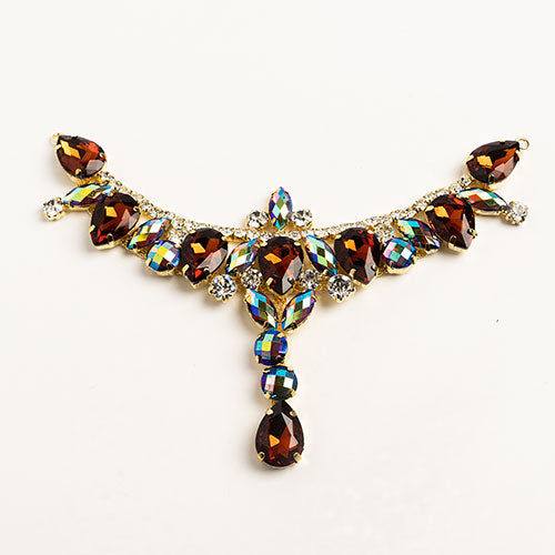Fashion Embellishment - 17x8.5cm Crystal Motifs T-Shape - Topaz AB - Gold