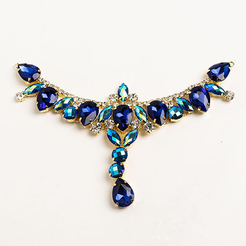 Fashion Embellishment - 17x8.5cm Crystal Motifs T-Shape - Blue AB - Gold