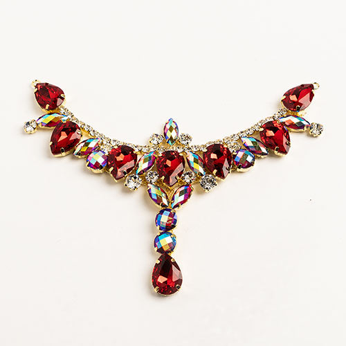 Fashion Embellishment - 17x8.5cm Crystal Motifs T-Shape - Red AB - Gold