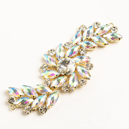 Fashion Embellishment - 10.5x4cm Crystal Motifs Fancy Swirl - Crystal AB - Gold