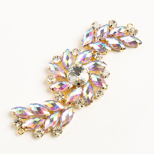 Fashion Embellishment - 10.5x4cm Crystal Motifs Fancy Swirl - Amethyst AB - Gold