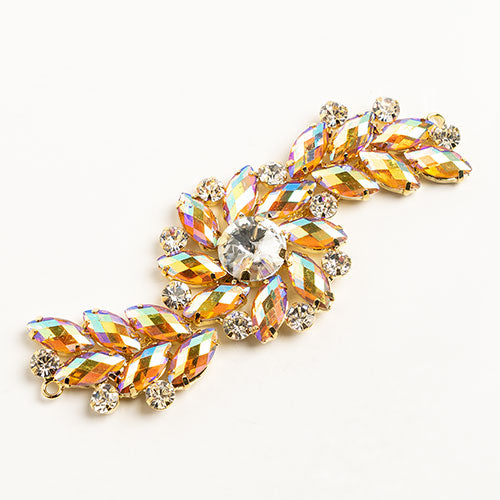 Fashion Embellishment - 10.5x4cm Crystal Motifs Fancy Swirl - Yellow AB - Gold