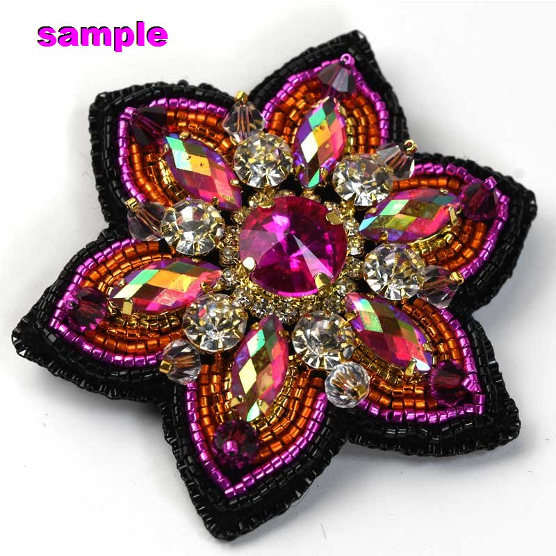 Fashion Embellishment - 48mm Crystal Motif Flower Connector - Fuchsia AB - Gold