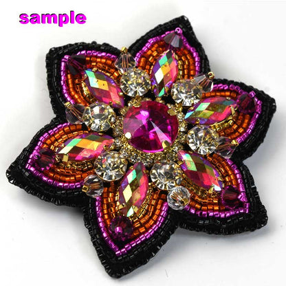 Fashion Embellishment - 48mm Crystal Motif Flower Connector - Fuchsia AB - Gold