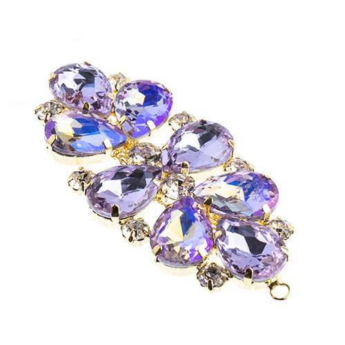 Fashion Embellishment - 75x36mm Crystal Motif Oval Connector - Amethyst AB - Gol