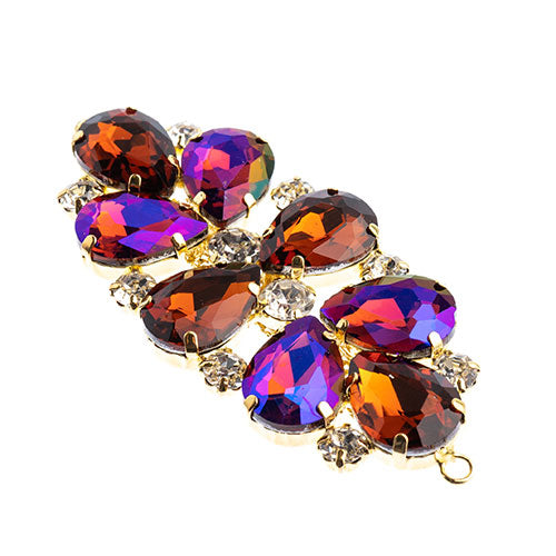 Fashion Embellishment - 75x36mm Crystal Motif Oval Connector - Topaz AB - Gold