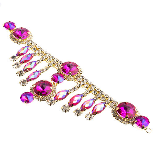 Fashion Embellishment - 157x57mm - Crystal Motif Rivoli Dangle - Fuchsia AB - Go