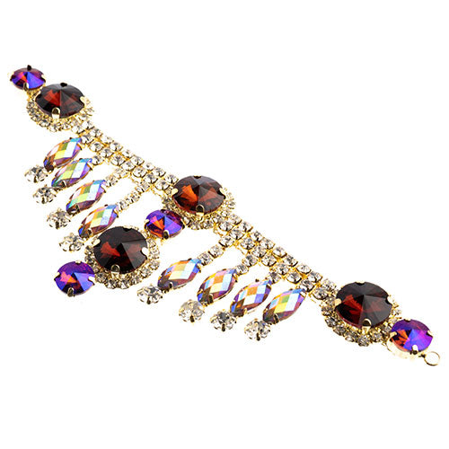 Fashion Embellishment - 157x57mm - Crystal Motif Rivoli Dangle - Topaz AB - Gold