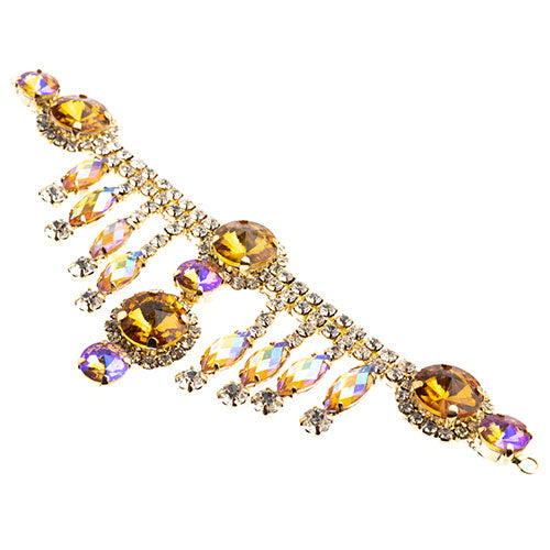 Fashion Embellishment - 157x57mm - Crystal Motif Rivoli Dangle - Yellow AB - Gol