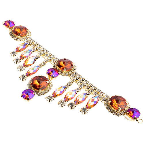 Fashion Embellishment - 157x57mm - Crystal Motif Rivoli Dangle - Orange AB - Gol