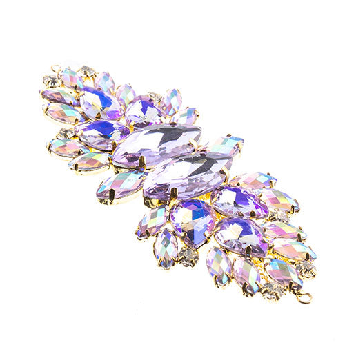 Fashion Embellishment - 135x48mm Crystal Motif Wings - Amethyst AB - Gold