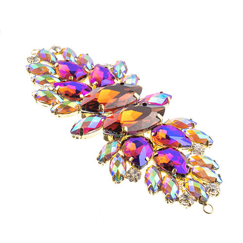 Fashion Embellishment - 135x48mm Crystal Motif Wings - Topaz AB - Gold