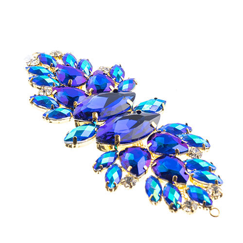 Fashion Embellishment - 135x48mm Crystal Motif Wings - Blue AB - Gold