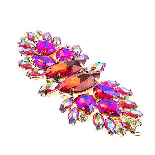 Fashion Embellishment - 135x48mm Crystal Motif Wings - Red AB - Gold