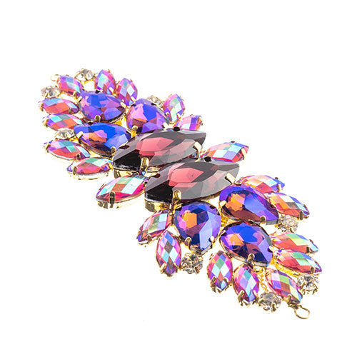 Fashion Embellishment - 135x48mm Crystal Motif Wings - Purple AB - Gold