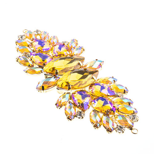 Fashion Embellishment - 135x48mm Crystal Motif Wings - Yellow AB - Gold