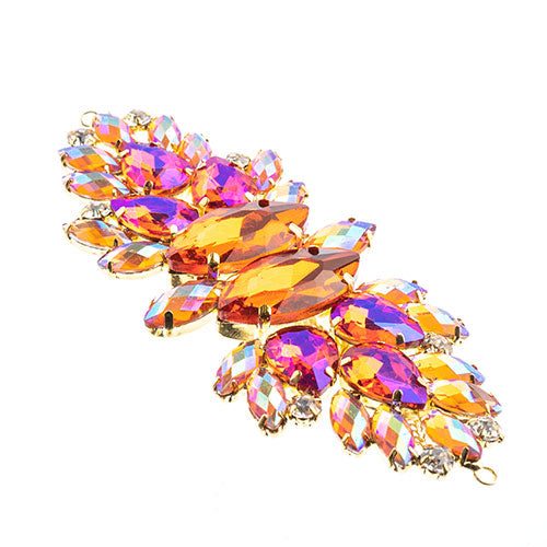 Fashion Embellishment - 135x48mm Crystal Motif Wings - Orange AB - Gold
