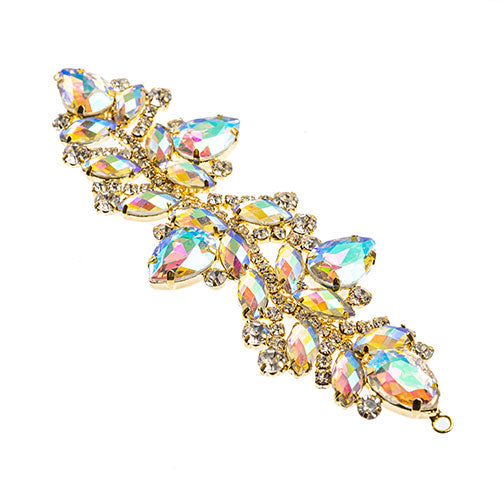Fashion Embellishment - 142x44mm Crystal Motif Zenial Design - Crystal AB - Gold