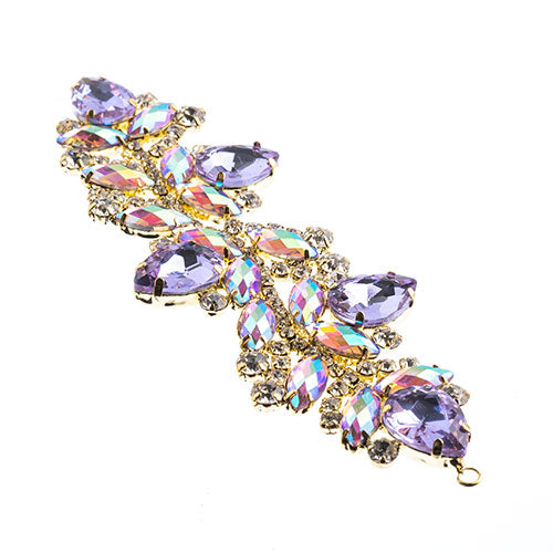Fashion Embellishment - 142x44mm Crystal Motif Zenial Design - Amethyst AB - Gol