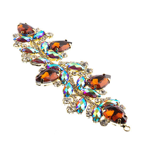 Fashion Embellishment - 142x44mm Crystal Motif Zenial Design - Topaz AB - Gold