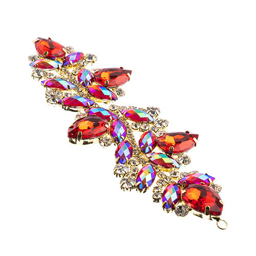 Fashion Embellishment - 142x44mm Crystal Motif Zenial Design - Red AB - Gold
