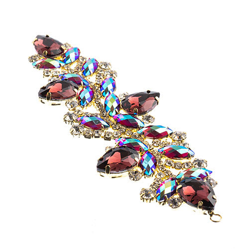 Fashion Embellishment - 142x44mm Crystal Motif Zenial Design - Purple AB - Gold