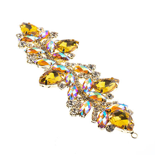 Fashion Embellishment - 142x44mm Crystal Motif Zenial Design - Yellow AB - Gold
