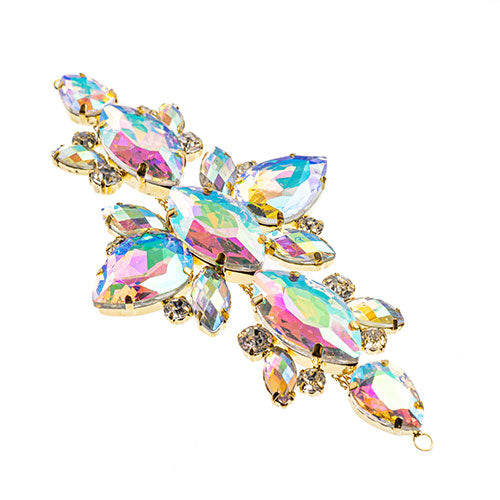 Fashion Embellishment - 129x67mm Crystal Motif Navette Oval - Crystal AB - Gold