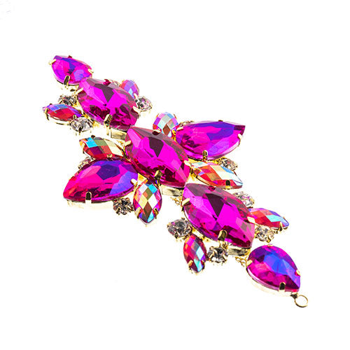 Fashion Embellishment - 129x67mm Crystal Motif Navette Oval - Fuchsia AB - Gold