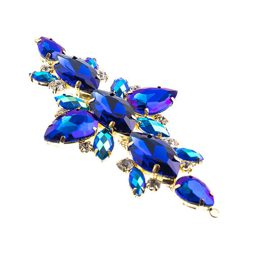 Fashion Embellishment - 129x67mm Crystal Motif Navette Oval - Blue AB - Gold