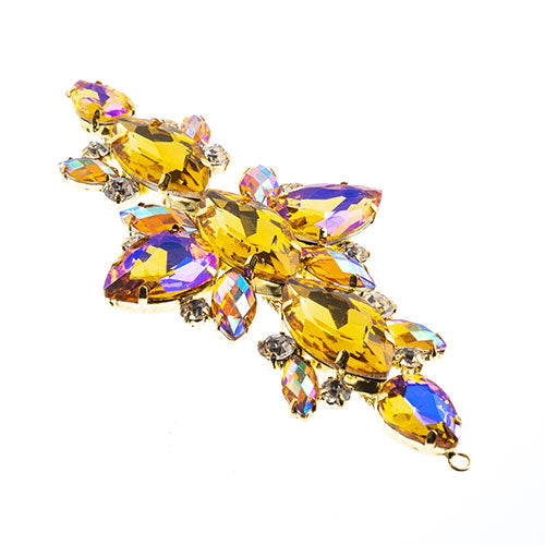 Fashion Embellishment - 129x67mm Crystal Motif Navette Oval - Yellow AB - Gold