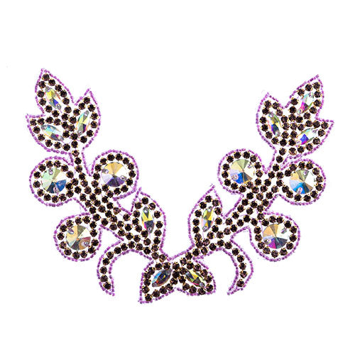 Fashion Embellishment - 18x13cm Crystal Motif Tulip - Crystal AB/Light Amethyst