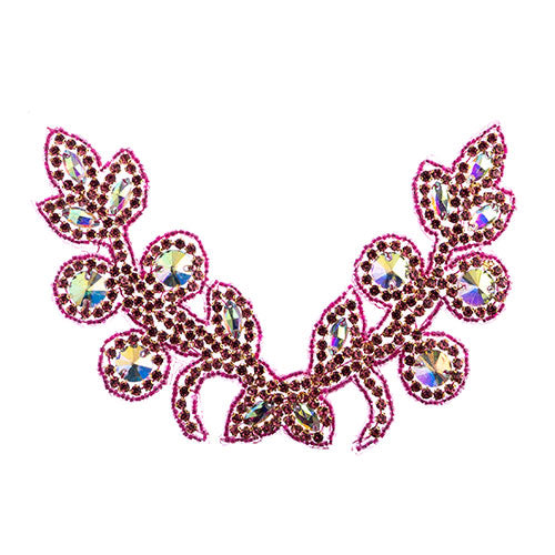 Fashion Embellishment - 18x13cm Crystal Motif Tulip - Crystal AB/Fuchsia