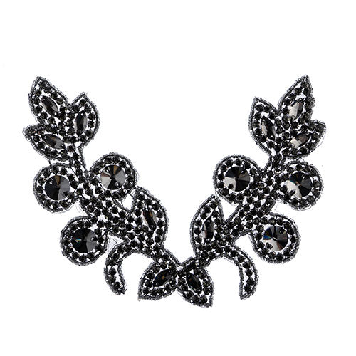 Fashion Embellishment - 18x13cm Crystal Motif Tulip - Montana/Black Diamond