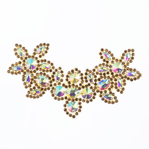 Fashion Embellishment - 10x17cm Crystal Motif Jasmine - Gold