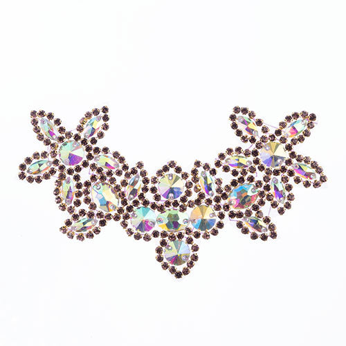 Fashion Embellishment - 10x17cm Crystal Motif Jasmine - Crystal AB/Light Amethys